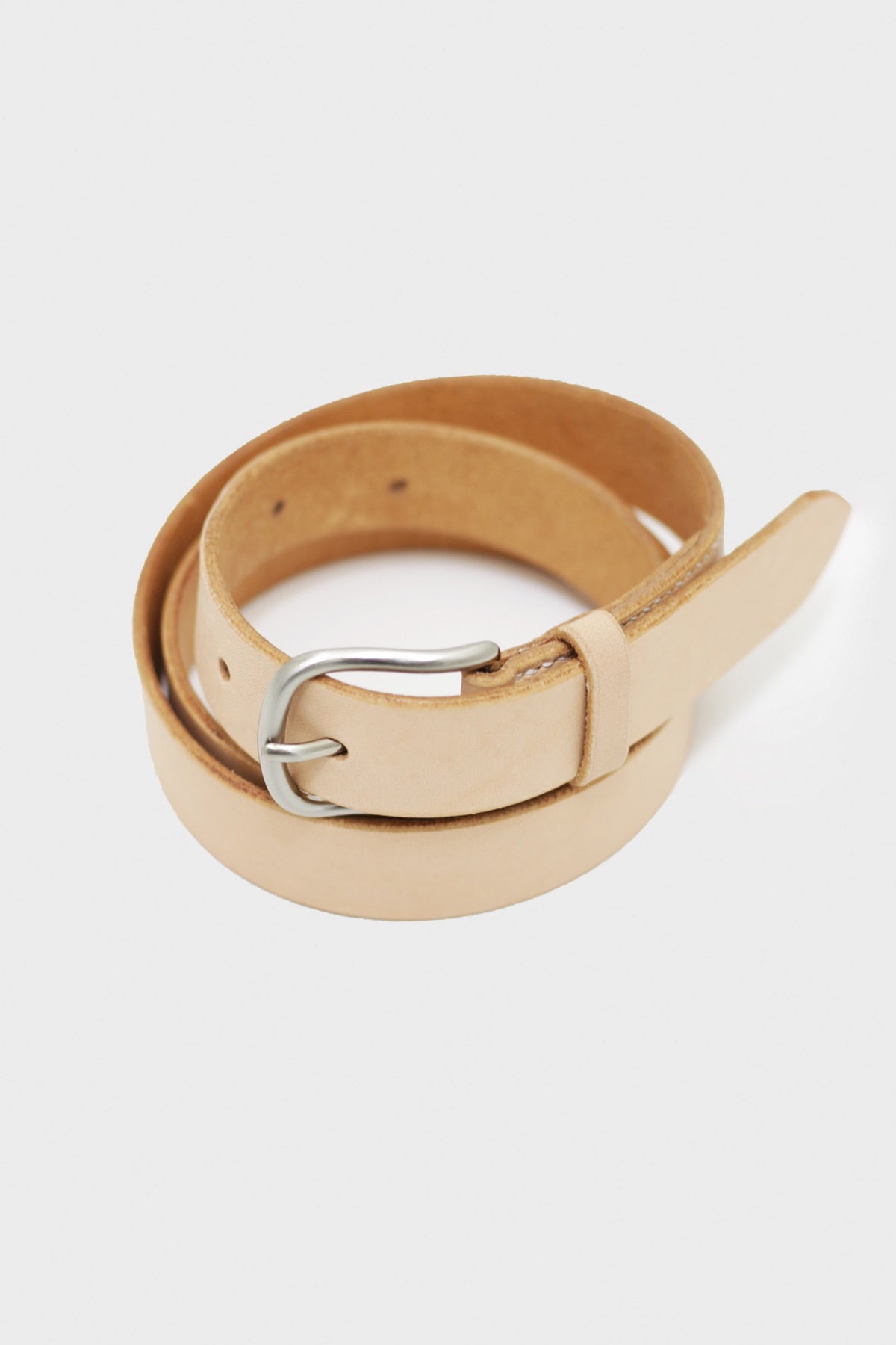 Natural Vegetable Leather and Silver Buckle Belt - laperruque