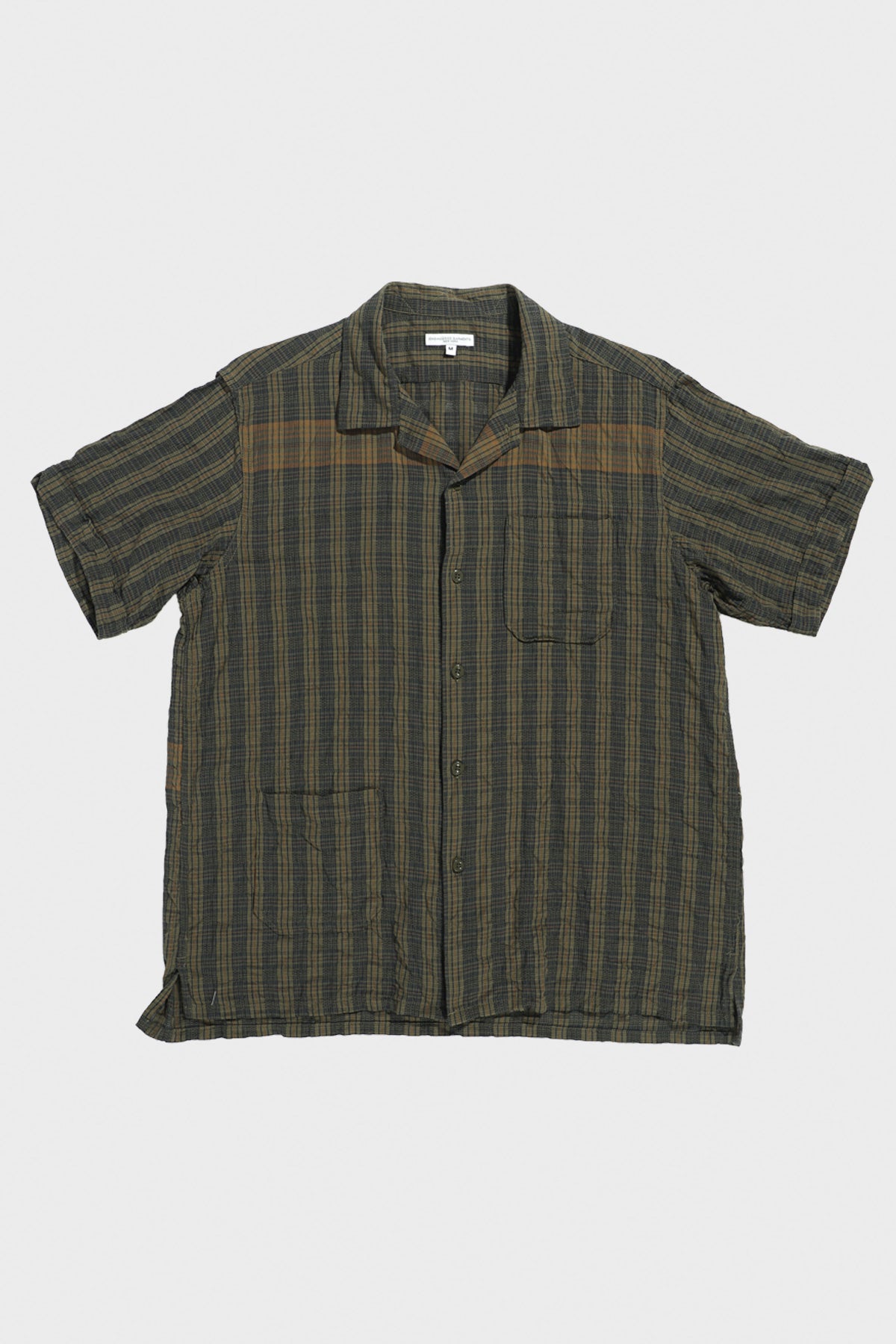 Engineered Garments - Camp Shirt - Olive Small Seersucker - Canoe Club