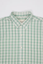 Harago - Check Block Printed Flower Shirt - Sage Green - Canoe Club