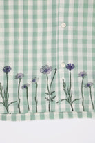 Harago - Check Block Printed Flower Shirt - Sage Green - Canoe Club