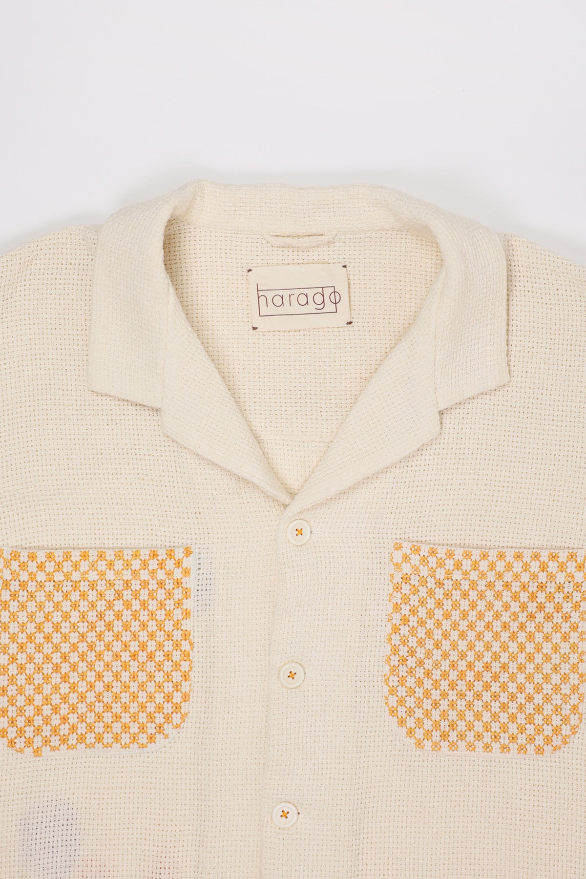 Harago - Cross Stitch Embroidered Shirt - Off White - Canoe Club