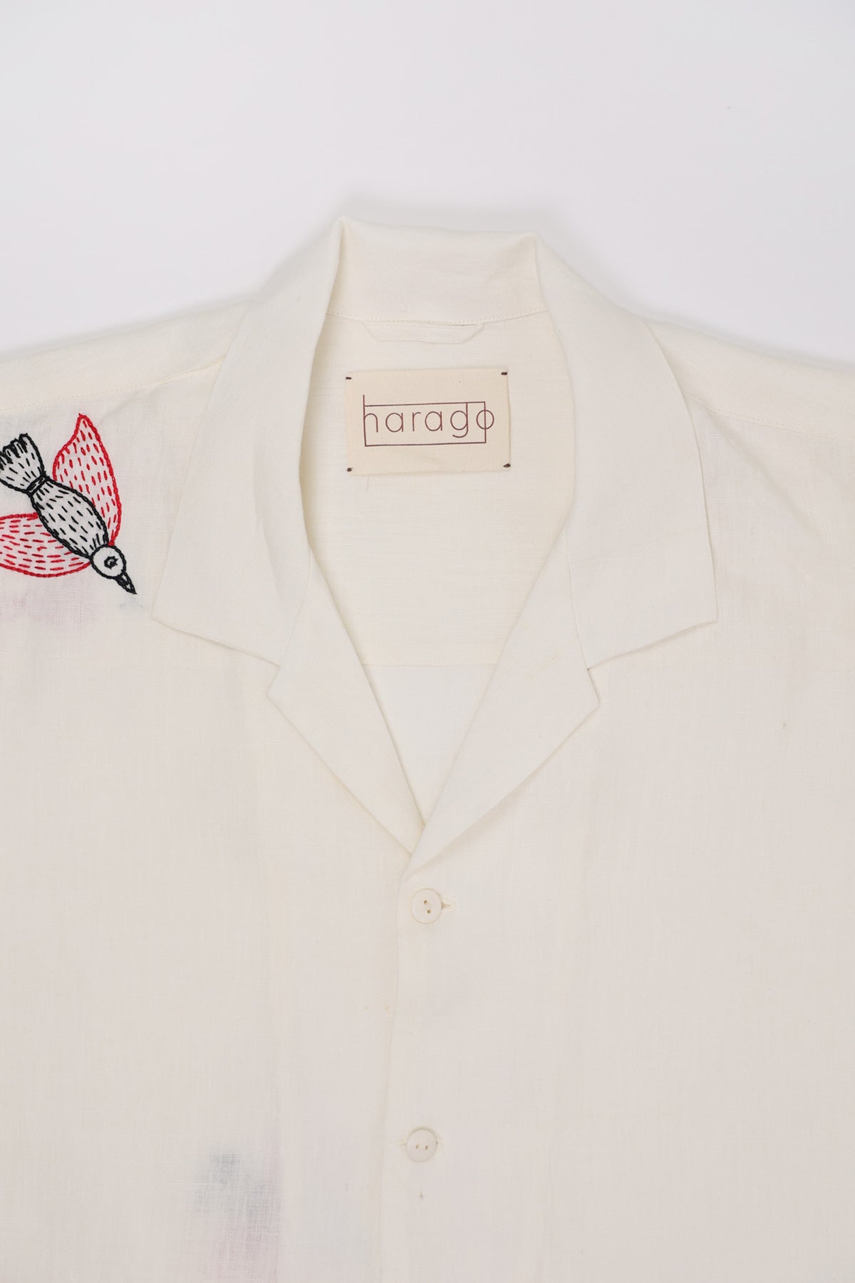 Harago - Gond Bird Embroidered Shirt - Off-White - Canoe Club