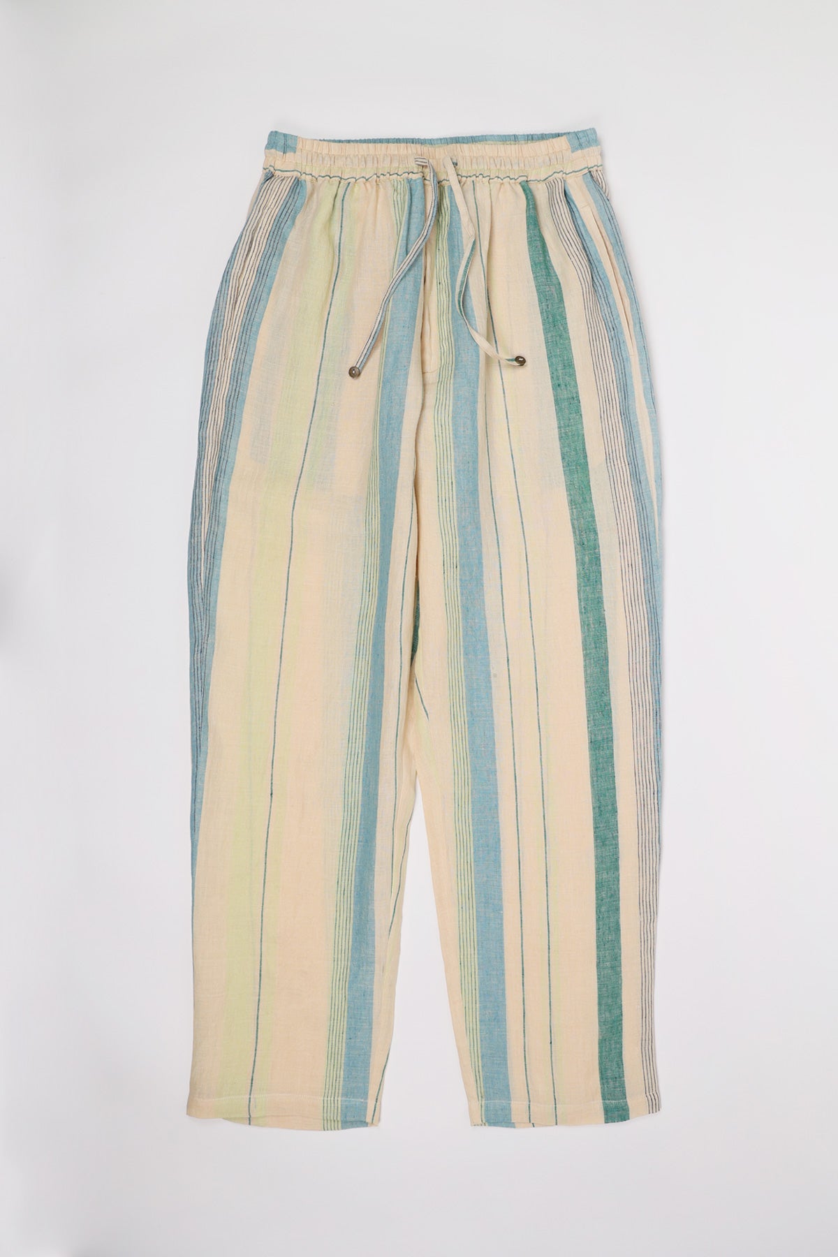 Harago - Handloom Stripe Linen Pants - Cream - Canoe Club