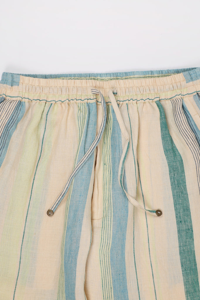 Harago - Handloom Stripe Linen Pants - Cream - Canoe Club