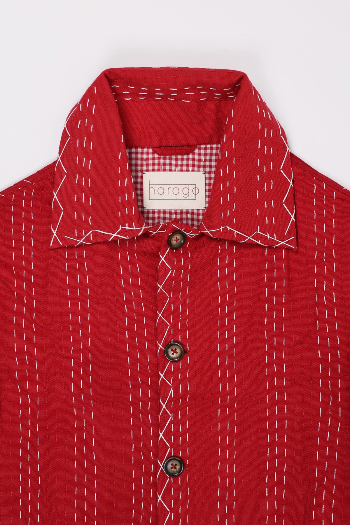 Harago - Kantha Applique Pocket Blouson Jacket - Red - Canoe Club