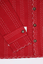 Harago - Kantha Applique Pocket Blouson Jacket - Red - Canoe Club