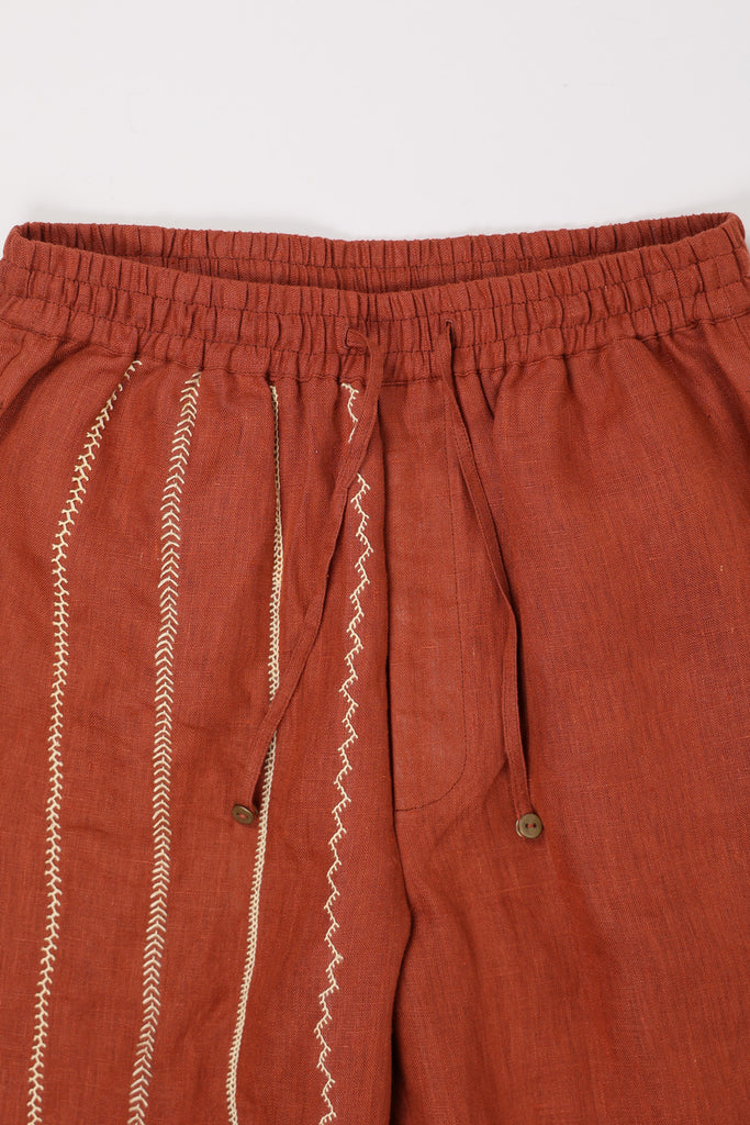 Harago - Kutch Embroidered Pants - Terracota - Canoe Club