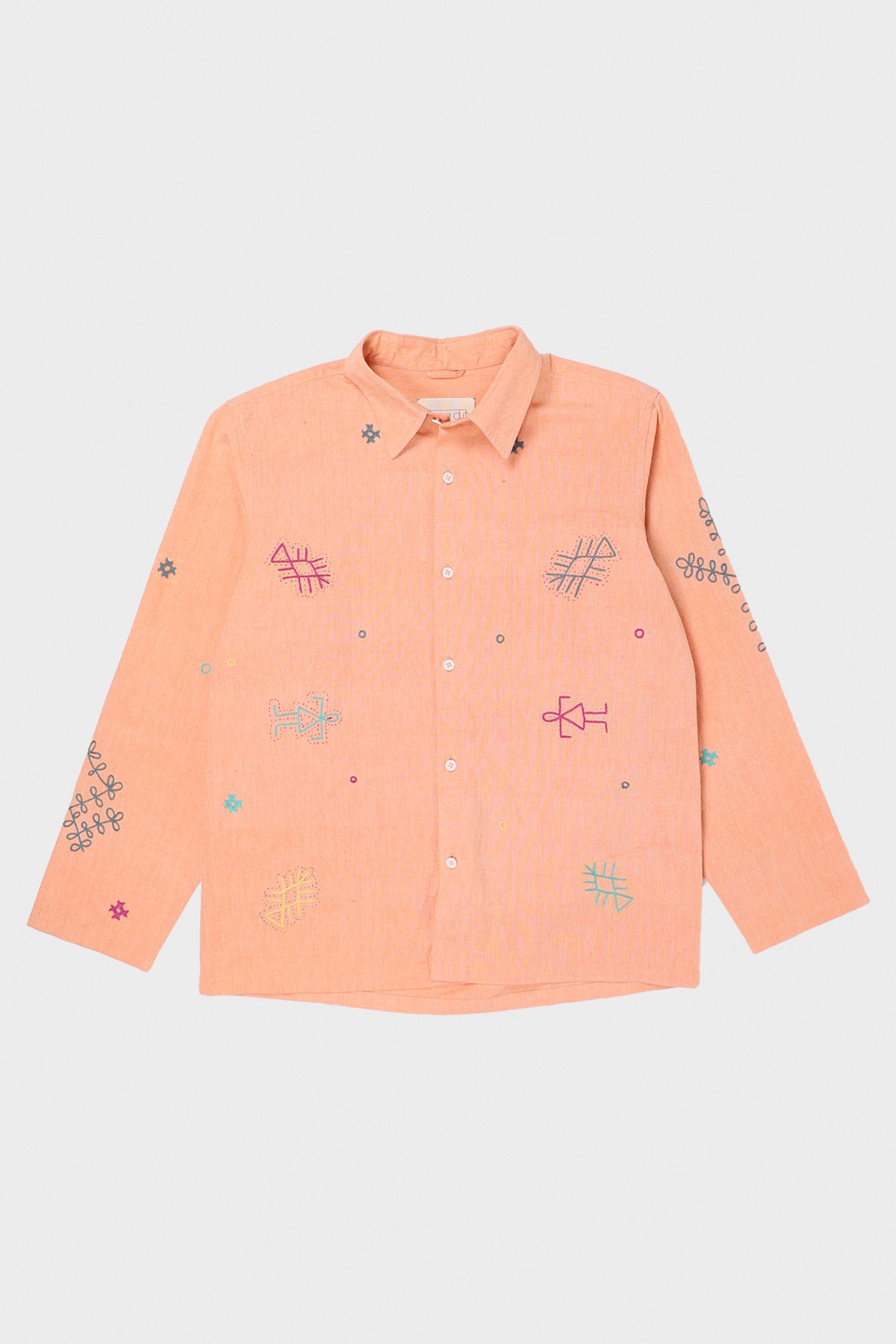 Harago - Kutch Embroidered Shirt - Peach - Canoe Club