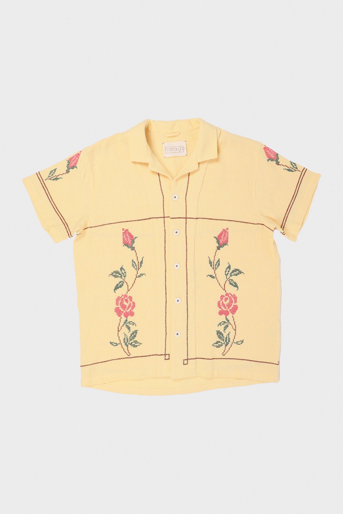 Harago - Rose Cross Stitch Shirt - Yellow - Canoe Club