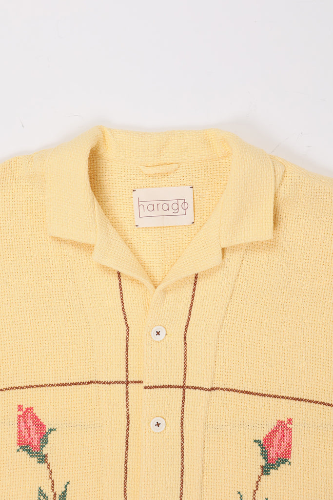 Harago - Rose Cross Stitch Shirt - Yellow - Canoe Club