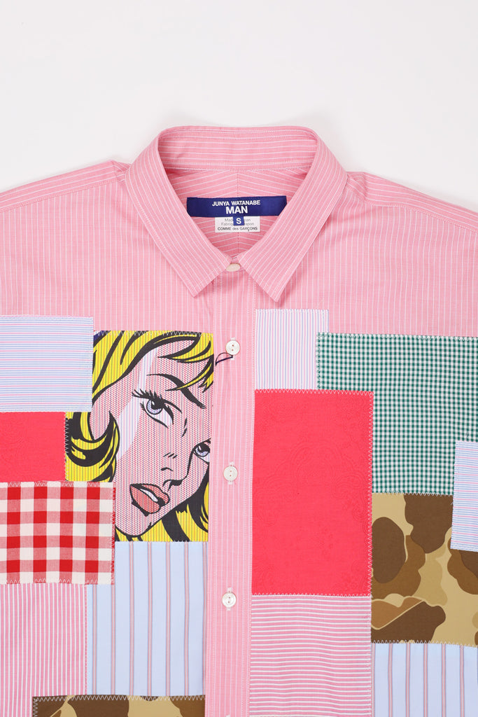 Junya Watanabe - Roy Lichtenstein Cotton Patchwork Shirt - Pink/White - Canoe Club