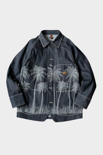 Kapital | H.Lorenzo|Palm Tree Jacquard Denim Jacket (K2203LJ039-INDIGO), 3 / Indigo