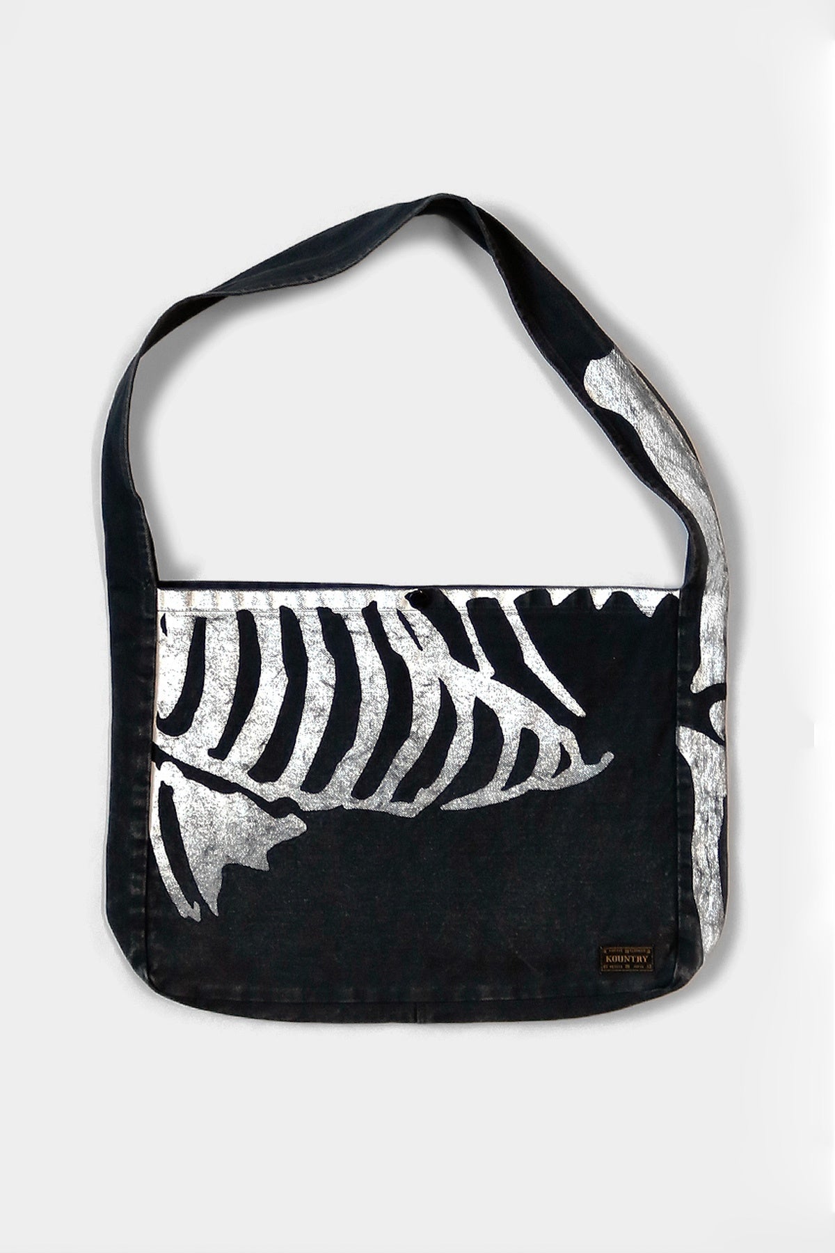 Kapital - 14oz Black Denim BOOK BAG (BONE) - Black - Canoe Club