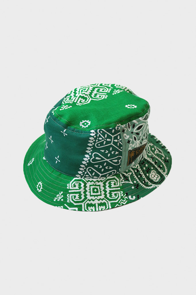 Kapital - Bandana Patchwork BUCKET Hat (Short Brim) - Green - Canoe Club