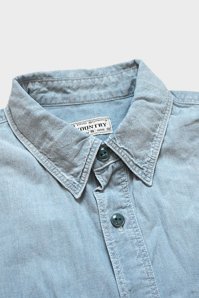 Kapital - Chambray Work Shirt (BONE Embroidery) - Sax - Canoe Club