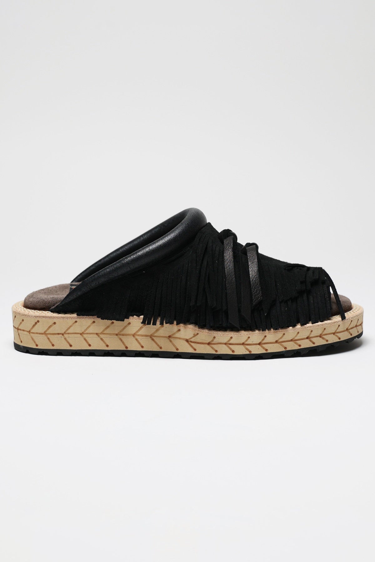 Kapital - Deer Leather Pueblo Sabot - Black - Canoe Club