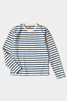 Kapital - Stripe Jersey Crew Long Sleeve T (RAINBOWY Patch) - Ecru/Blue - Canoe Club