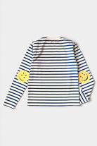 Kapital - Stripe Jersey Crew Long Sleeve T (RAINBOWY Patch) - Ecru/Blue - Canoe Club