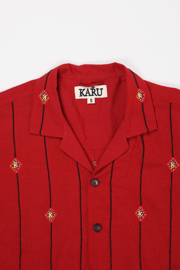 Karu Research - Beaded Camp Shirt - Red - Canoe Club