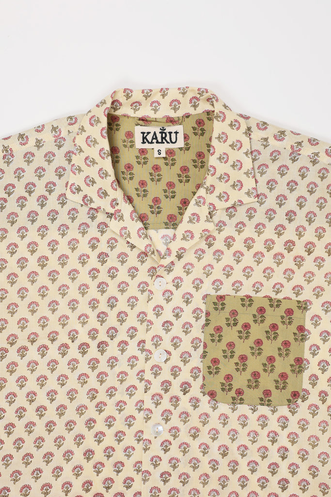 Karu Research - Floral Motif Print Camp Shirt - Cream - Canoe Club
