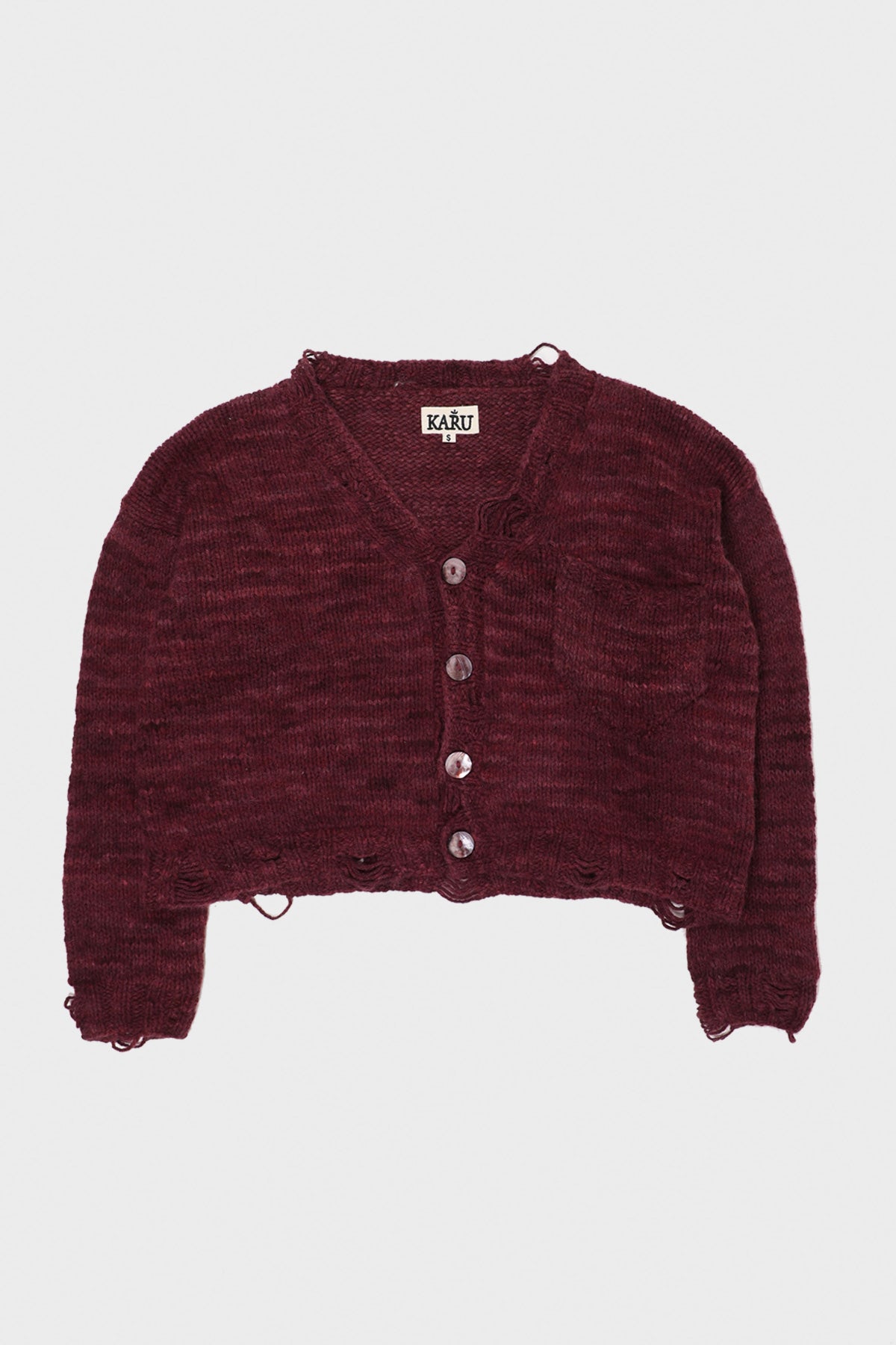 Karu Research - Hand Brushed Cardigan - Burgundy - Canoe Club