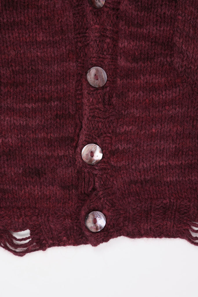 Karu Research - Hand Brushed Cardigan - Burgundy - Canoe Club