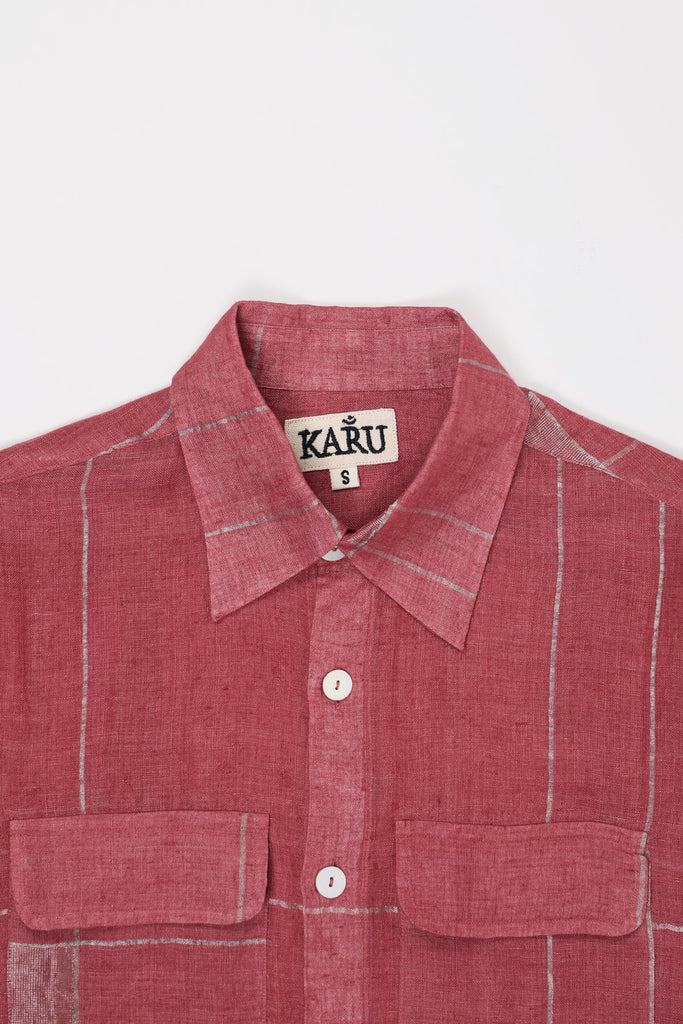 Karu Research - Zari Woven Checks Shirt - Magenta/Silver - Canoe Club