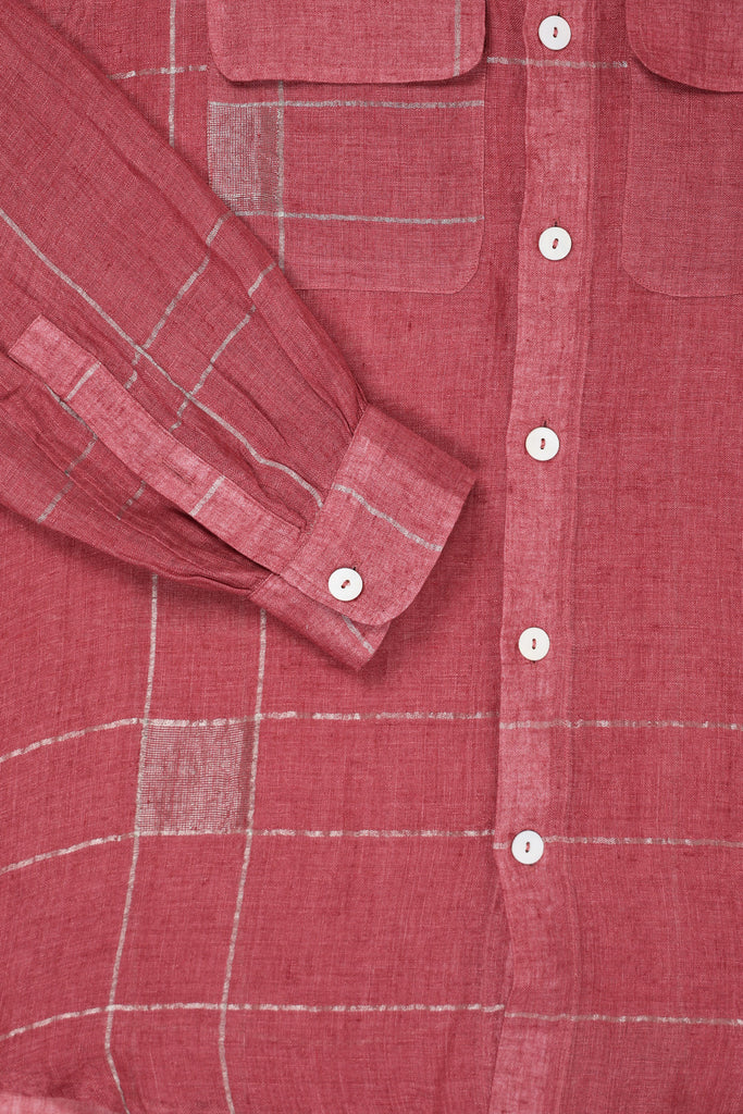 Karu Research - Zari Woven Checks Shirt - Magenta/Silver - Canoe Club