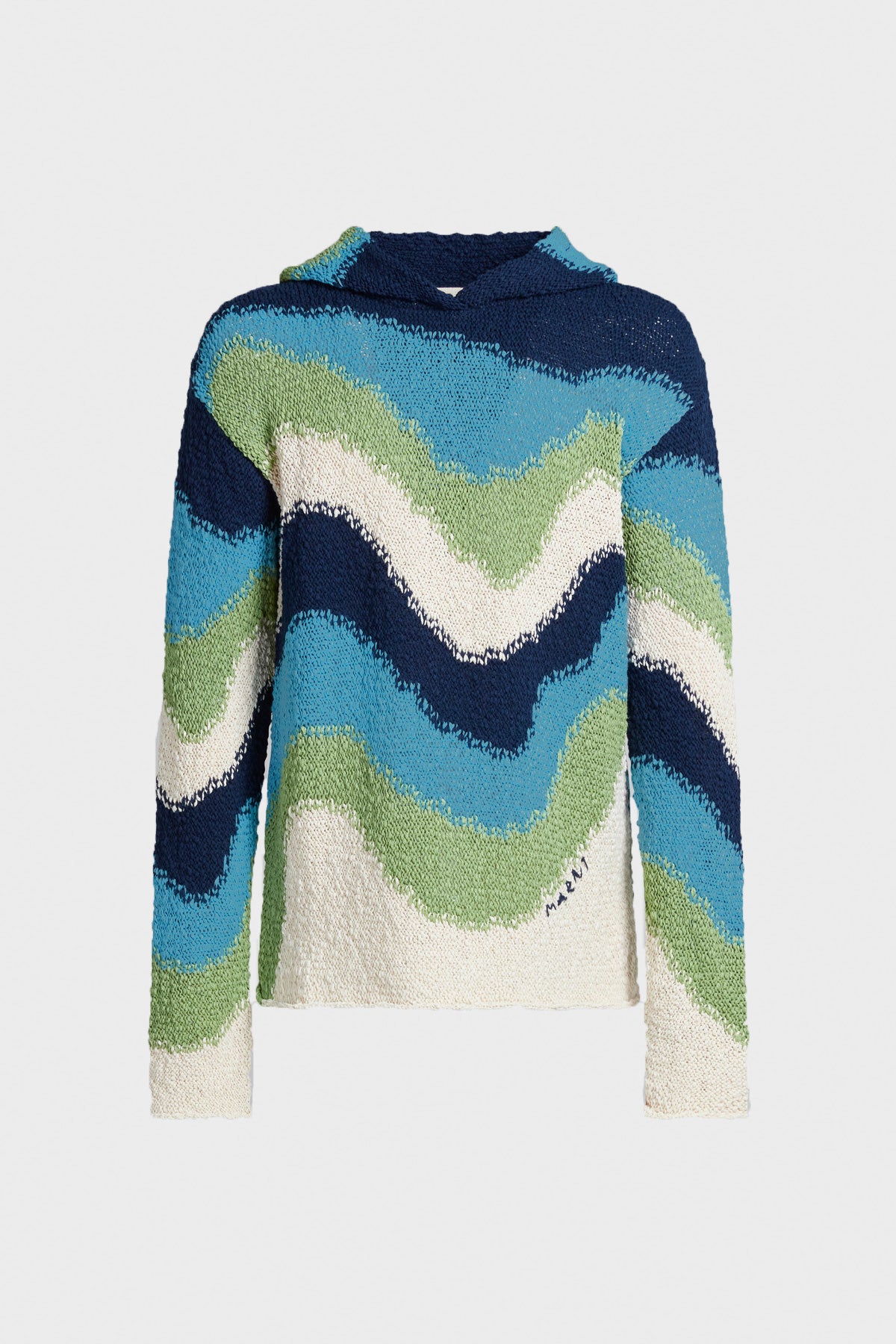 Marni - Blue Cotton Jumper with Hood - Powder Blue - Canoe Club