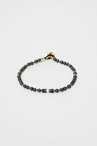Mikia - Hematite/Turquoise Roundel Stone Bracelet - Silk/Sterling - Canoe Club