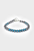 Mikia - Hematite and Turquoise Roundel Stone Bracelet - Silk/Sterling - Canoe Club