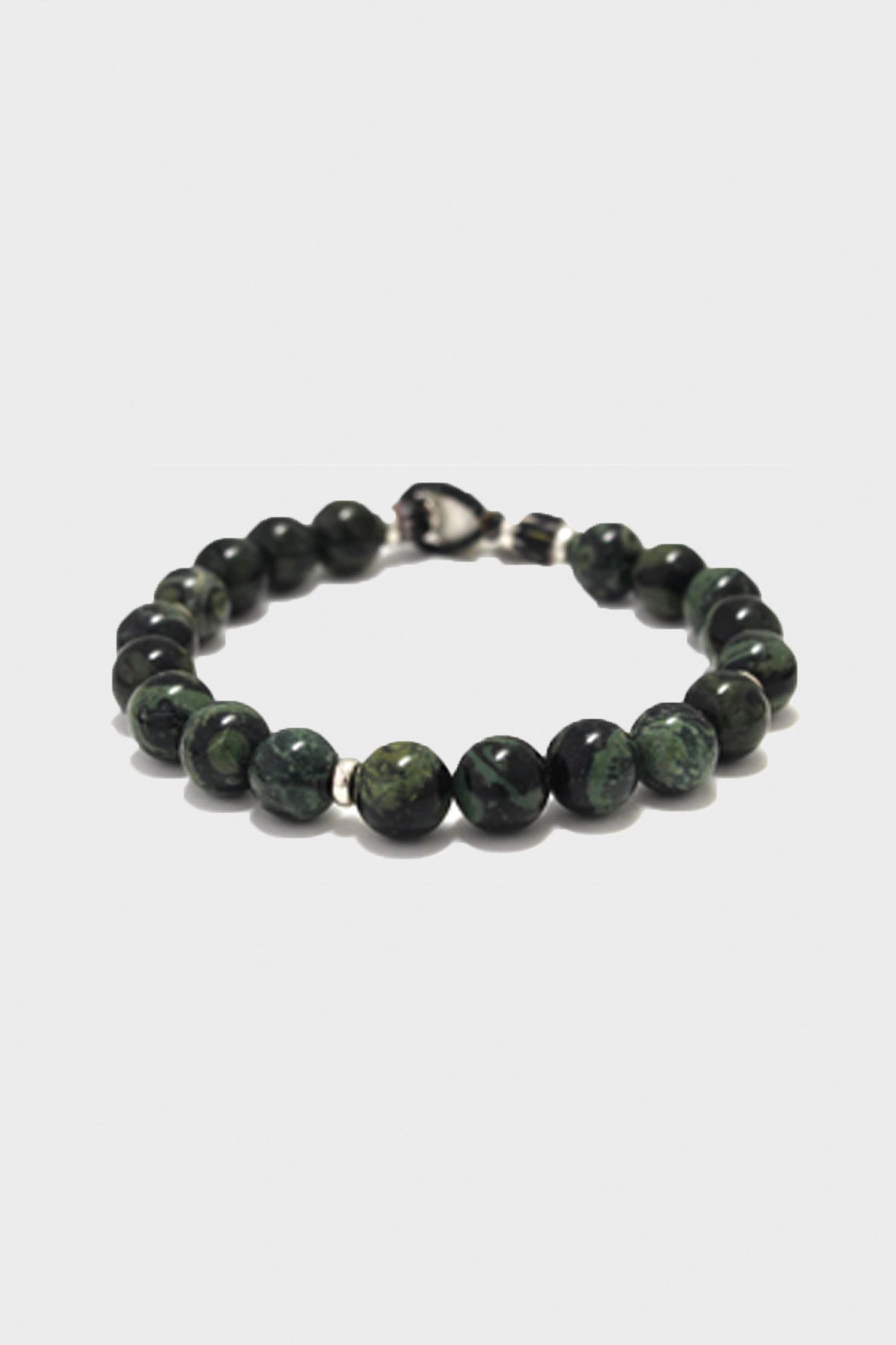 Mikia - Kambaba Jasper/Glass Bracelet with Puka Shell Button - Canoe Club