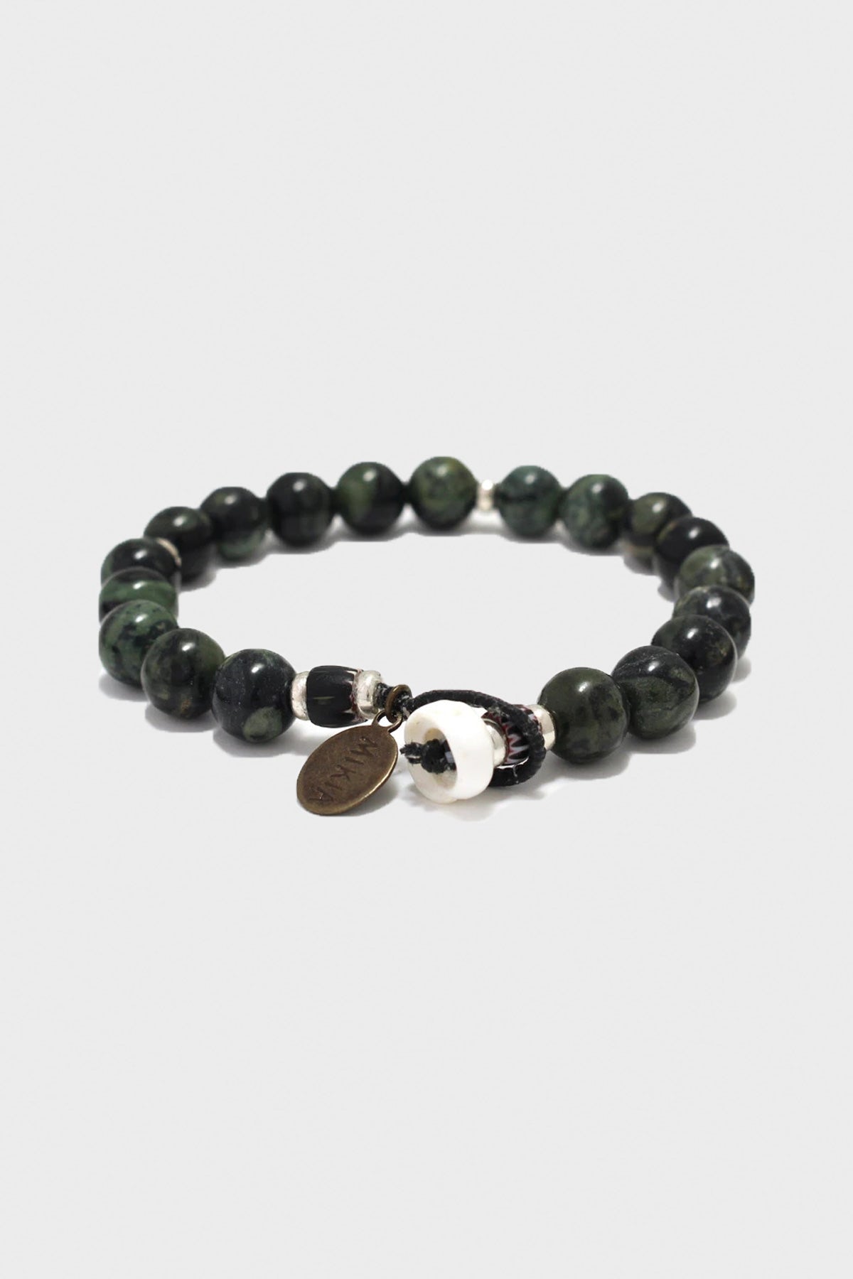 Mikia - Kambaba Jasper/Glass Bracelet with Puka Shell Button - Canoe Club