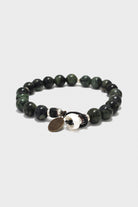 Mikia - Kambaba Jasper/Glass Bracelet with Puka Shell Button - Canoe Club