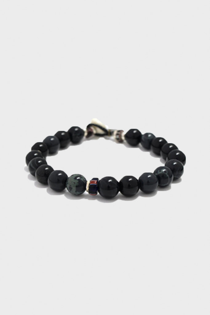 Mikia - Spiderweb Obsidian/Glass Bracelet with Puka Shell Button - Canoe Club