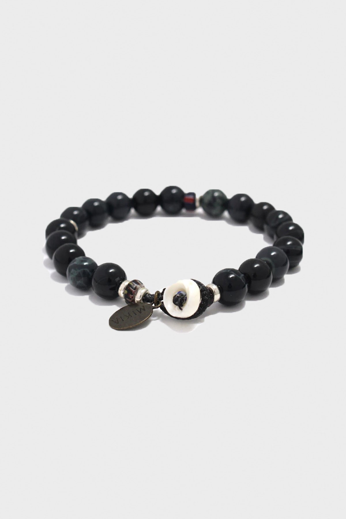 Mikia - Spiderweb Obsidian/Glass Bracelet with Puka Shell Button - Canoe Club