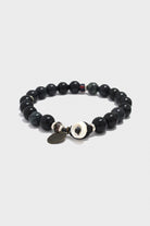Mikia - Spiderweb Obsidian/Glass Bracelet with Puka Shell Button - Canoe Club