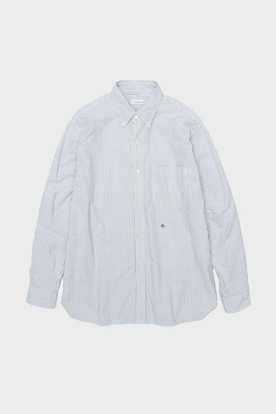 Button Down Stripe Wind Shirt - Navy