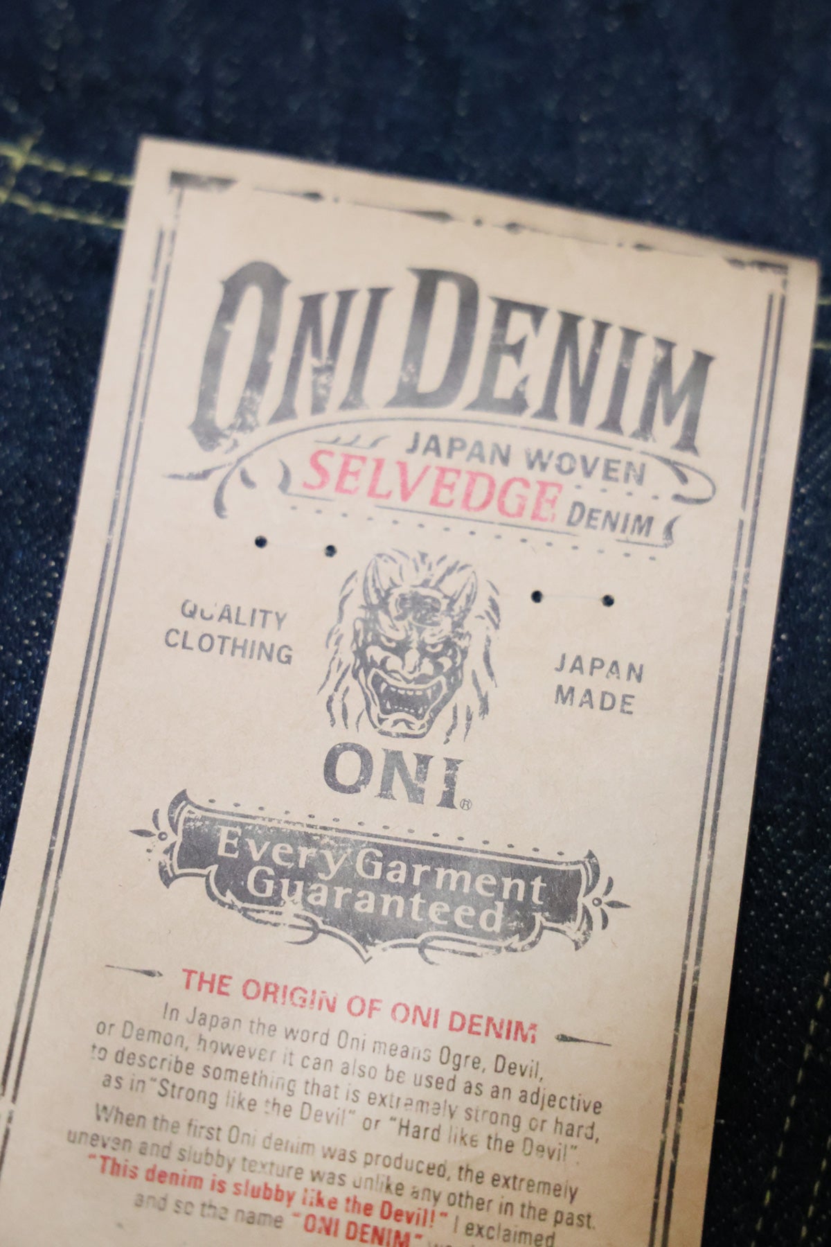 ONI Denim - 288ZR - 20 oz. Secret Denim - Regular Straight Fit - Canoe Club