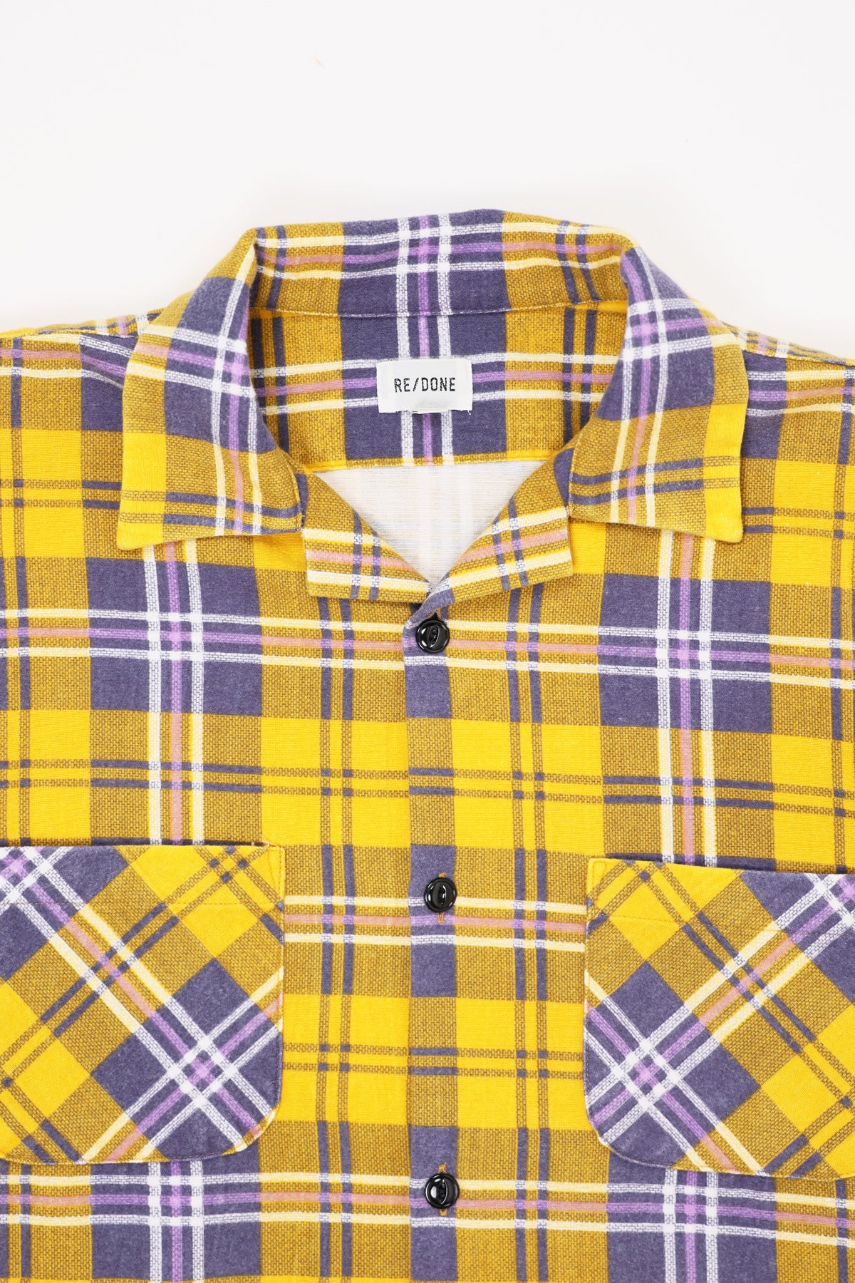 RE/DONE - 50s Plaid Straight Bottom Shirt - Yellow/Purple - Canoe Club