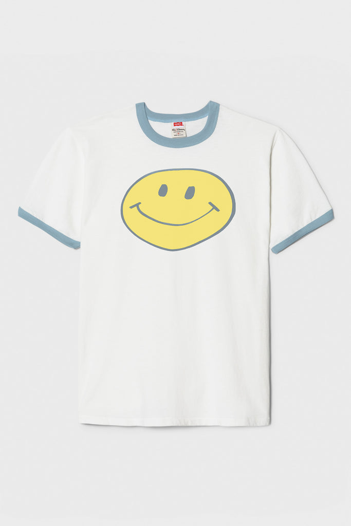 RE/DONE - Smiley Ringer Tee - Old White/Stone Blue - Canoe Club