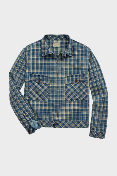 RRL Indigo Checked Linen-Cotton Jacket | Indigo Multi | Canoe Club