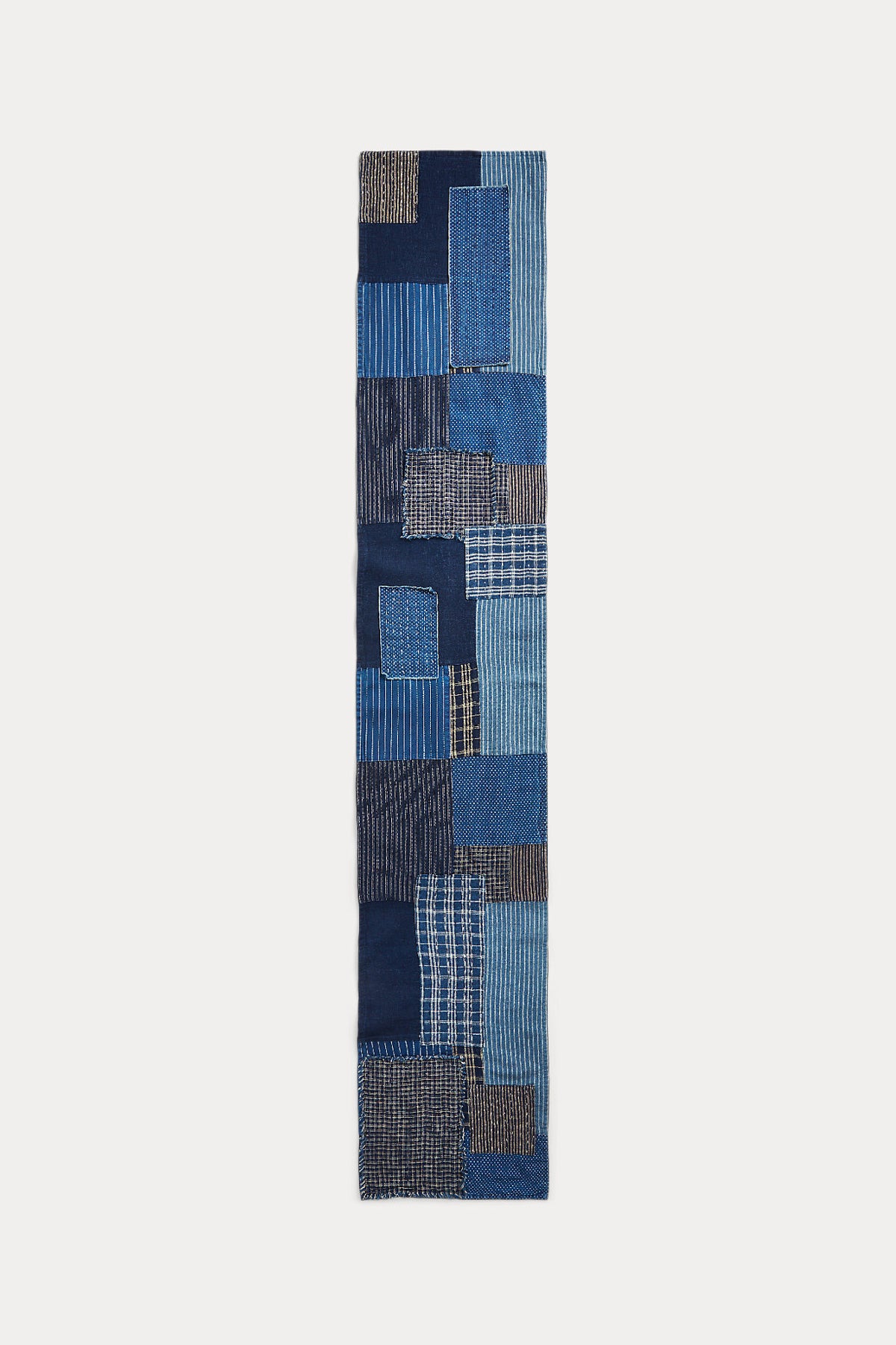 RRL Indigo Patchwork Cotton-Linen Scarf | Indigo/Cream | Canoe Club