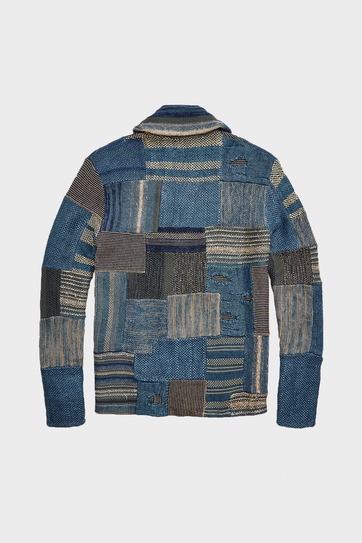 RRL - Indigo Patchwork Linen-Blend Cardigan - Indigo Multi - Canoe Club
