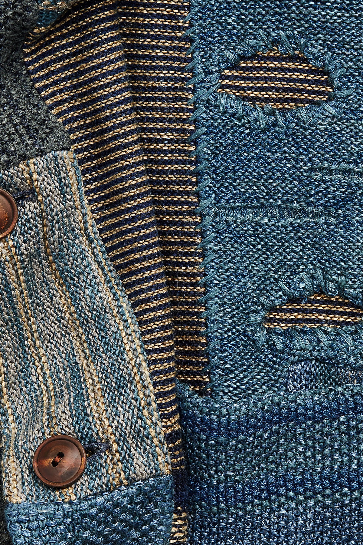 RRL - Indigo Patchwork Linen-Blend Cardigan - Indigo Multi - Canoe Club