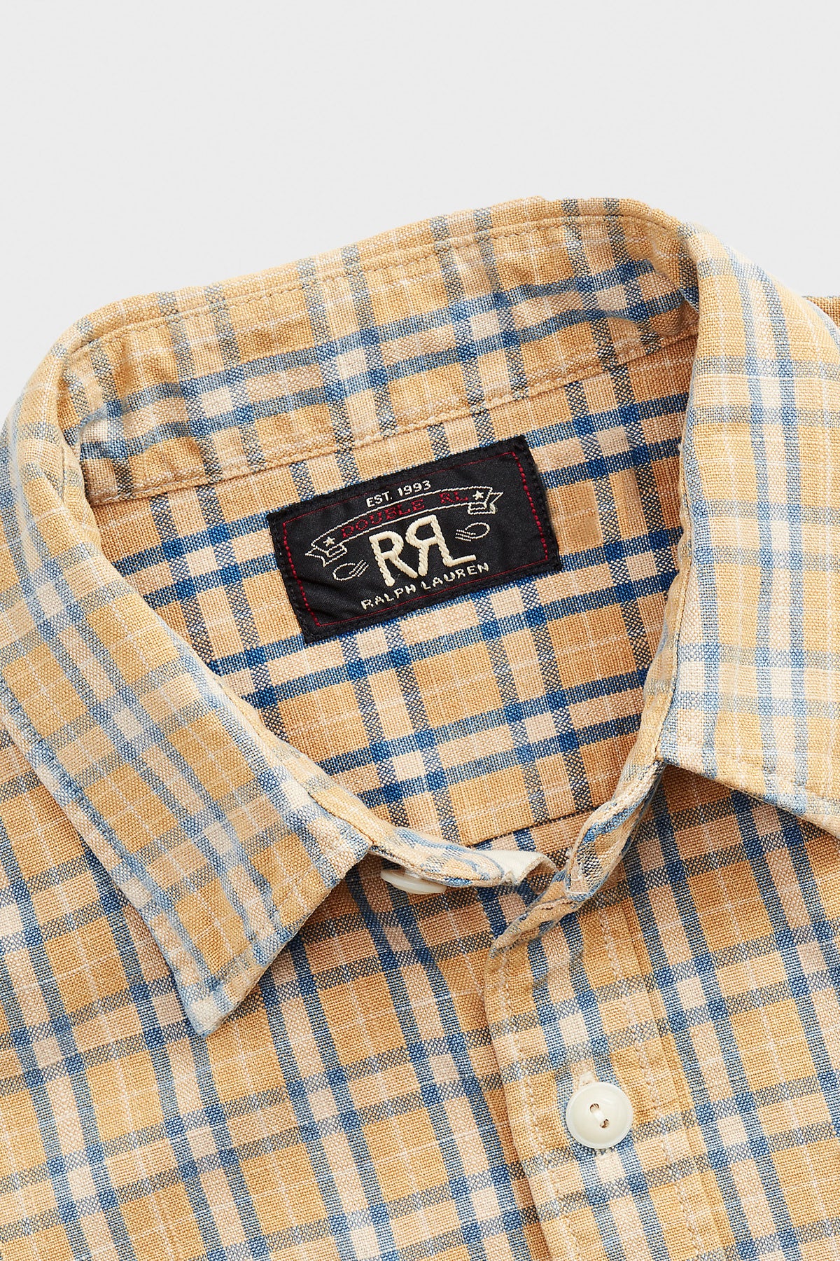 RRL - Plaid Woven Workshirt - Tan/Indigo - Canoe Club