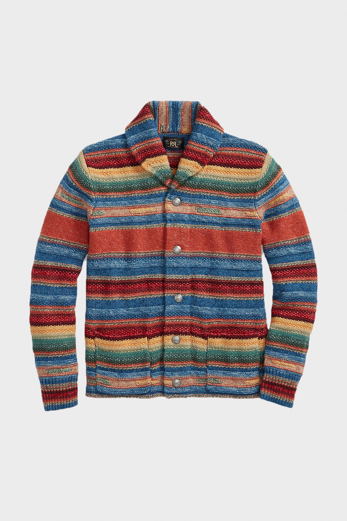 RRL - Striped Shawl Collar Cardigan - Indigo/Rust Multi - Canoe Club