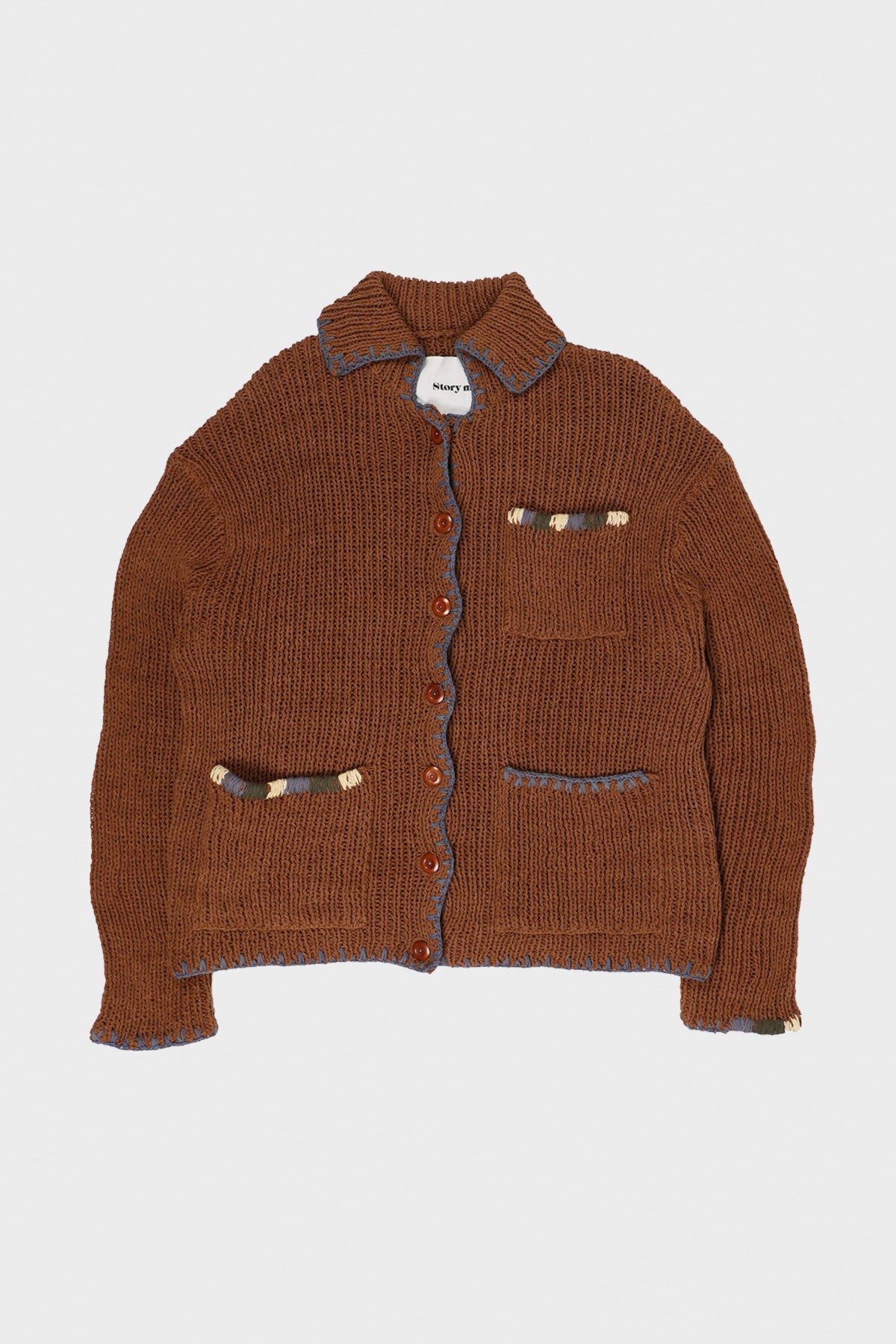 Story Mfg. - Grandad Cardigan Hand Knit - Brown - Canoe Club