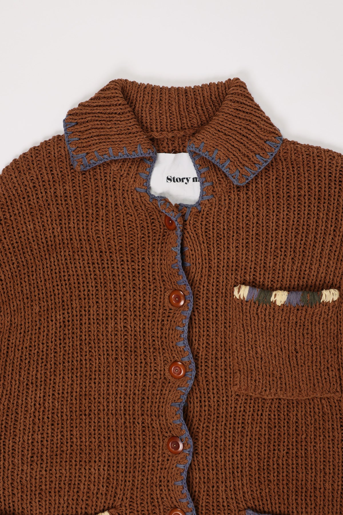 Story Mfg. - Grandad Cardigan Hand Knit - Brown - Canoe Club