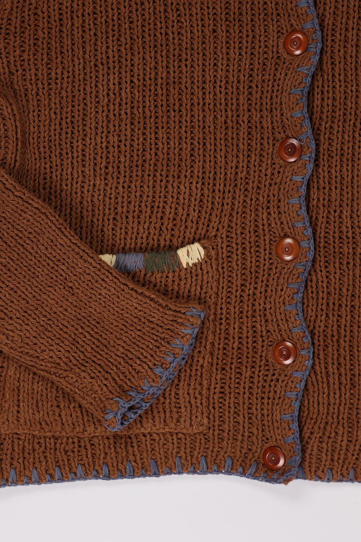 Story Mfg. - Grandad Cardigan Hand Knit - Brown - Canoe Club